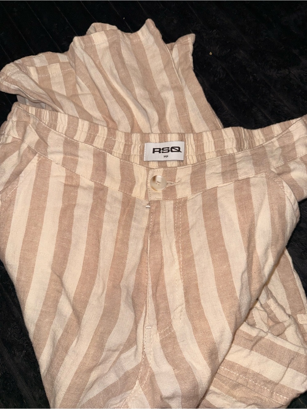 Tilly's Beige & White Striped Pull-On Pants - Picture 5 of 5